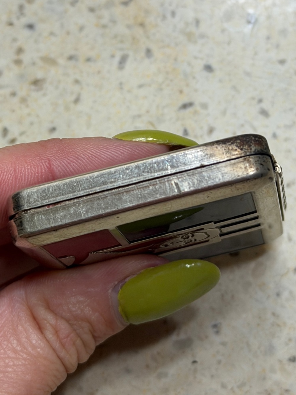 VTG 1930 Art Deco Enamel Double Vanity Compact Stylized Flapper Motif Rouge Puff - Picture 11 of 16
